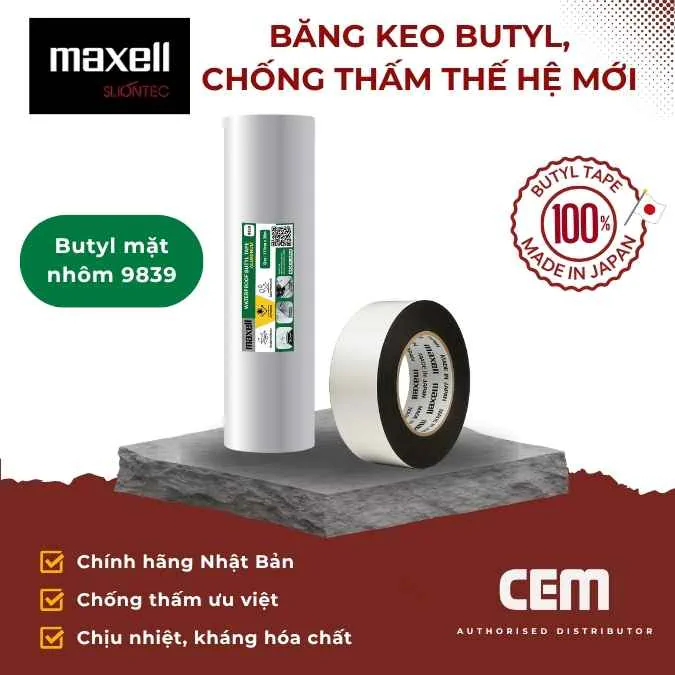 Màng chống thấm tự dính Butyl mặt nhôm Maxell 9839 cho mái tôn